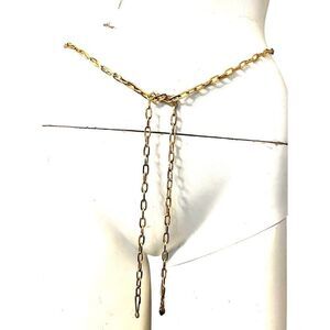 Womens Large XL Chain Link Gold Tone Metal Waist Chain Belt Adjustable 47 In